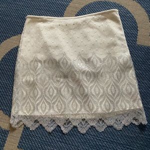 White with silver lace free people skirt